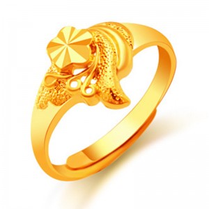 Open brass gold plated female ring 24K gold plated ring