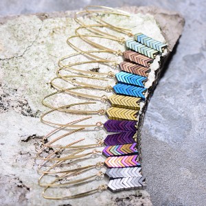 Summer New Hot Trend Colorful Ore Stone Arrow Hook Earrings