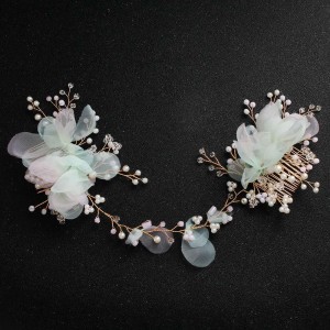 New style fashion women’s bride petals pearl hair comb hair clip two-piece headwear