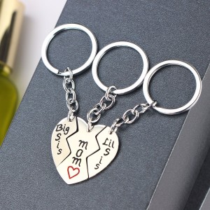 Fashion Custom Stainless Steel Heart Pendant Metal Keychain Set Gifts For Mom and Daughters