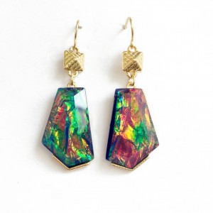 WENZHE Colorful Irregular Geometric Abalone Shell Earrings