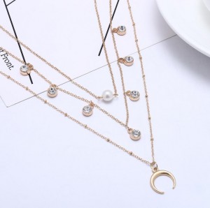 Crystal Pearl Clavicle Chain Choker Jewelry Layer Multi Jewellery Pendant Necklaces