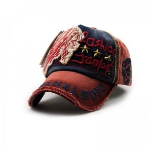WENZHE Unisex Letter Embroidery Patch Rivet Element Rough Selvedge Cowboy Baseball Cap