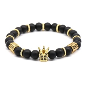 WenZhe Crown Charm Stone Beads Bracelet