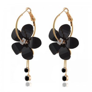 Fashion flower petal alloy acrylic diamond earrings jewelry accessories