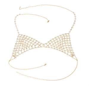 Europe and America exaggerated multi-layer rhinestone body chain necklace new ladies sexy beach bikini chest chain