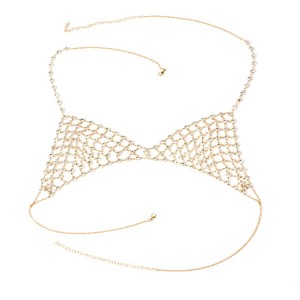 Europe and America exaggerated multi-layer rhinestone body chain necklace new ladies sexy beach bikini chest chain