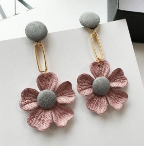 Personality sweet handmade fabric flowers pendant fashion korean earrings