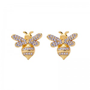 New New York Exquisite Mini Earrings Cute Zircon Hardworking Bee Silver Stud Earring