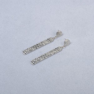 New Design Silver Plated Carving Pattern Drop Earrings
