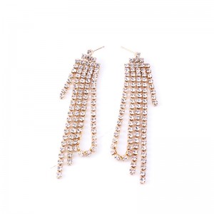 Wholesale Fashion Accessories Wedding Long Rhinestone Tassel Earrings For Women