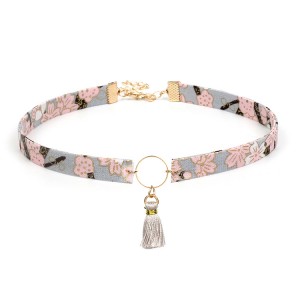 WENZHE retro flower tassel clavicle chain literary style handmade choker necklace