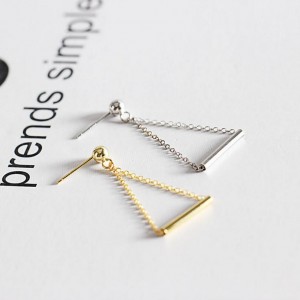 Personality Ethnic Style Copper Triangle Chain Dangle Earrings Women