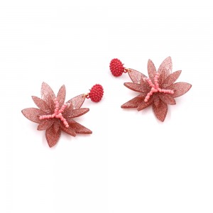 European and American Hot Style Seed Beads Acrylic Flower Shaped Dangle Earrings