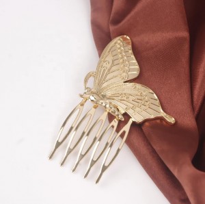 Wholesale Custom Golden Bridal Metal Hair Accessories Butterfly Hair Clip