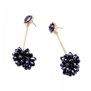 Fashion Glass Gold Plated Flower Pendant Earrings for Women