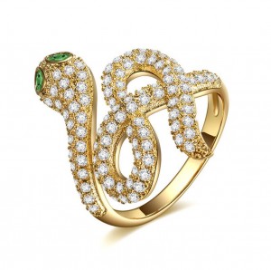 Latest gold ring designs zircon pave setting snake wrap finger ring