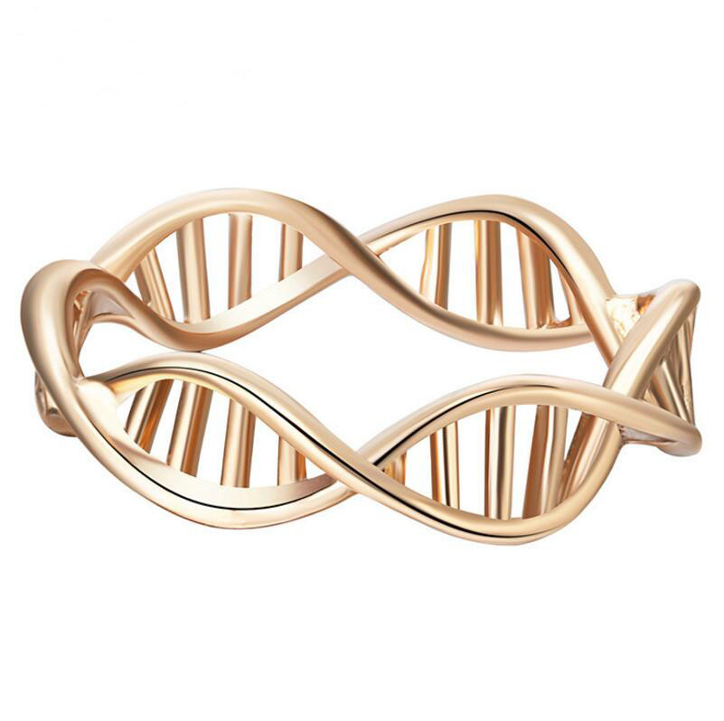 WENZHE Latest Gold Plated Alloy DNA Hollow Spiral Molecules Finger Rings Featured Image
