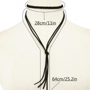 Women Fashion Simple Long Double Wrap Choker Tie Leather Cord Necklace