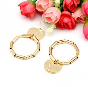 Wholesale trending products gold metal tube circle earring stud