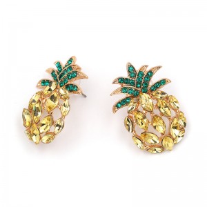 Fashion Jewelry New Hot Sale Fruit Crystal Pineapple Stud Earrings For Women