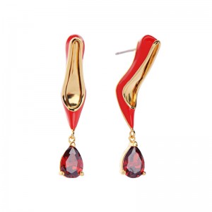 Fashion sexy drop oil red crystal high-heel shoe earring shoes earring