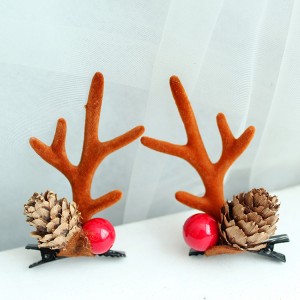 Fashion Design Handmade Antler Hairclips Christmas Flower Hairclip For Children