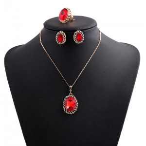 Ruby modern gold jewelry set for wedding geometry bridal jewelry set