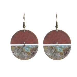 WENZHE Fashion Retro Geometric Semi-circle Connection Old Metal Earrings For Women