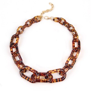 New Design Bohemian Statement Necklace Leopard Print Acrylic Chain Necklace For Women
