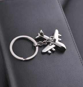 High quality custom design cheap 3D airplane shape metal keychain keyring