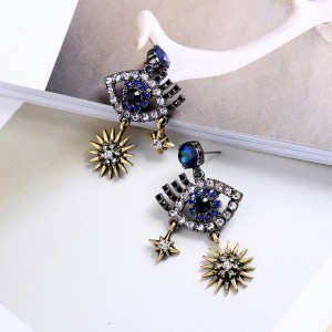 Personality fashion hipster earrings retro diamond devil eye earrings CZ eye gold star stud earring