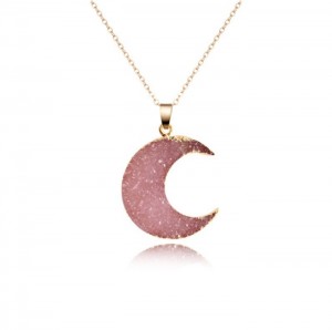 Fashion Jewelry Rose Gold Chain Moon Pendant Necklace