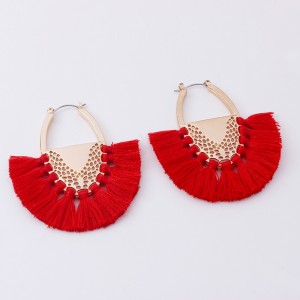 Latest Designs Wholesale Silk Thread Handmade Drop Tassel Earrings Women Fashion Jewelry