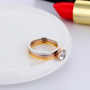 New Arrival Bridal Ring Sets For Women 3 Colors Stainless Steel Zircon Ring Set