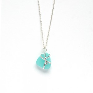 WENZHE Hot Sale New Designs Fashion Jewelry Custom Frosted Sea Glass Necklace Jewelry For Women