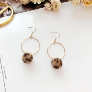 wholesale female fashion earrings retro leopard earrings with ball