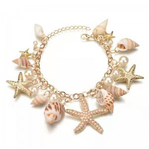 WENZHE Korean Fashion Bohemian Ocean Summer Pearl Starfish Conch Shell Charm Bracelet Women