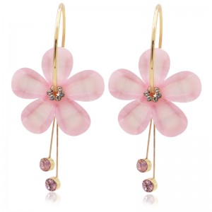 Fashion flower petal alloy acrylic diamond earrings jewelry accessories