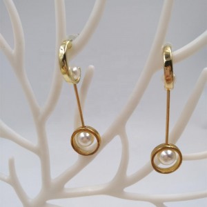 latest indian gold pearl earring designs spiral shape custom fashion women gold drop earrings