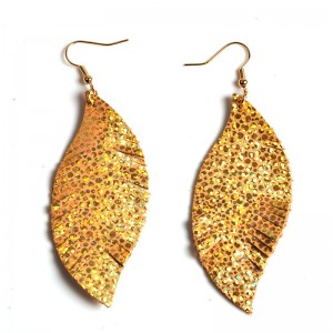 WENZHE New Design Leather Leaf Shape Earrings For Women