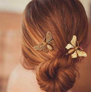 Hair Accessories Bobby Pin Gold Tone Party Costume Fashion Metal Bee Hair Clip