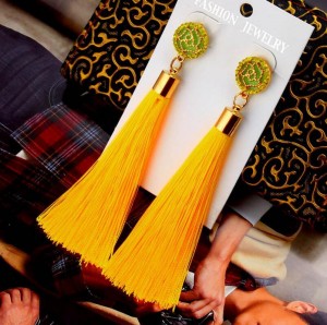 Wholesale girls jewelry accessory multicolor boho flower long tassel earrings