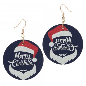 New Popular Christmas Statement Earrings Single Layer Leather Round Earrings