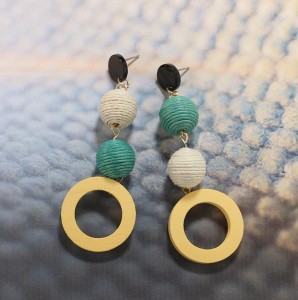 Top Selling Fashion Thread Ball Round Circle Pendant Handmade Boho Earrings