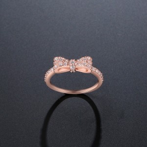 Latest Fashion Diamond Engagement Ring Cubic Zirconia Brass Bow Rings For Women