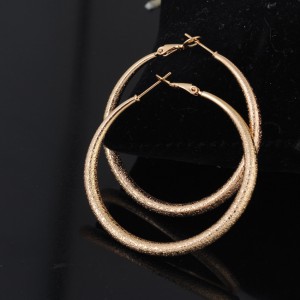 Latest Design Exaggerated Retro Frosted Large 18K Gold Plated Hoop Earrings For Women