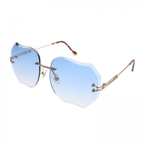 WENZHE Polygonal Rimless European and American Trimming Gradual Change Ocean Color Multi Touch Polygonal Sunglasses