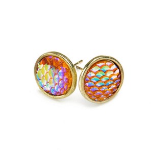 New Fashion Jewelry Mermaid Stud Earrings Women, Colored Crystal Gold Stud Earrings