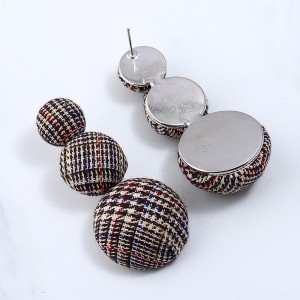Wholesale Fashion vintage korean style handmade houndstooth button dangle earrings